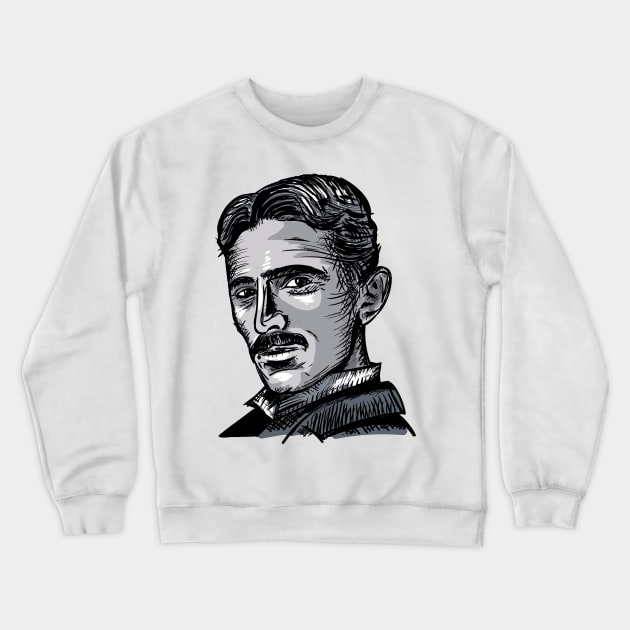 Nikola Tesla Portrait Crewneck Sweatshirt by Tamie